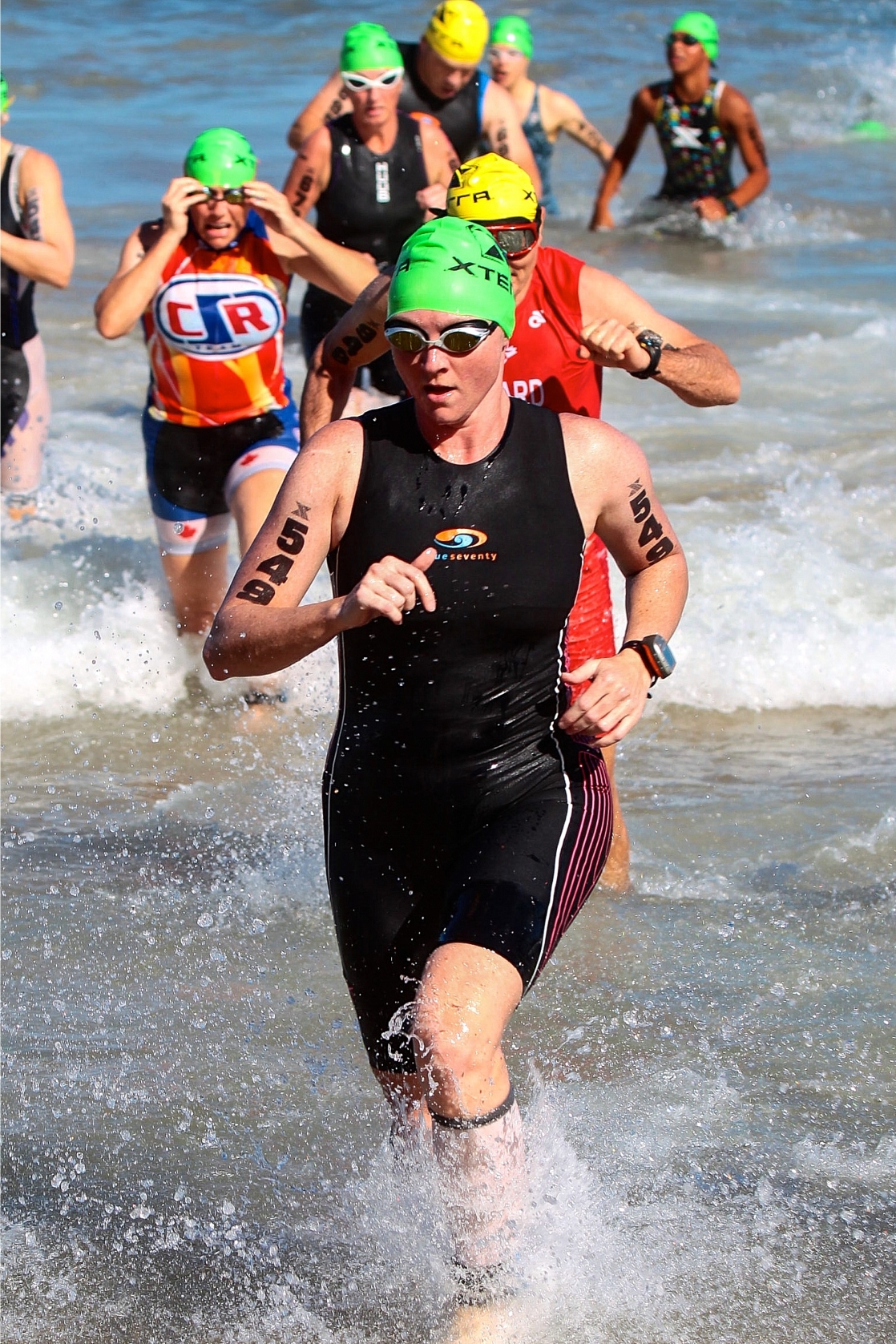 Cindy exiting the water at the Xterra World Championships